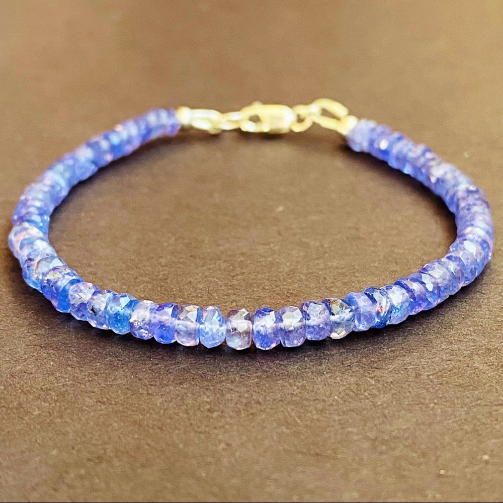 Tanzanite Bracelet in sterling silver beaded handmade gemstone jewelry